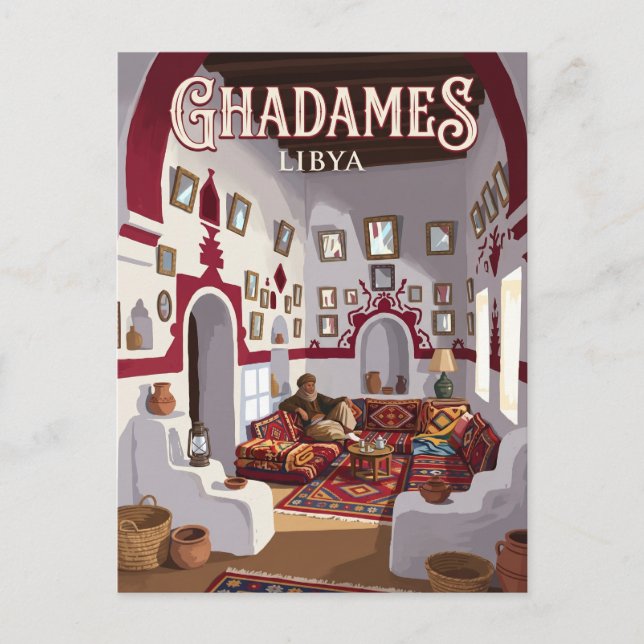 Cartão Postal Casa Tradicional de Ghadames Líbia (Frente)