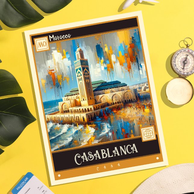 Cartão Postal Casablanca, Marrocos | Vintage Painting (Criador carregado)