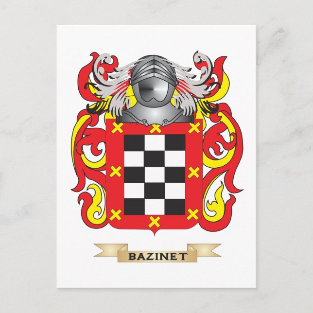 Cartão Postal Casaco de Armas Bazinet (Crest Familiar) (Frente)
