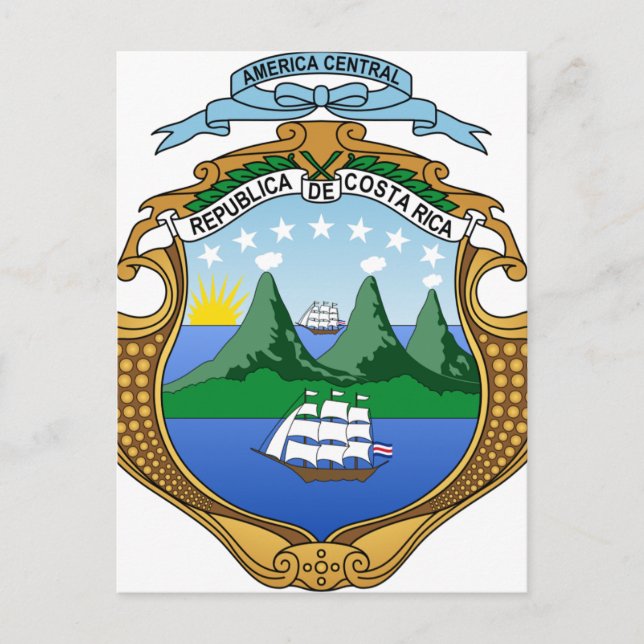Cartão Postal Casaco de armas da Costa Rica - Escudo da Costa Ri (Frente)