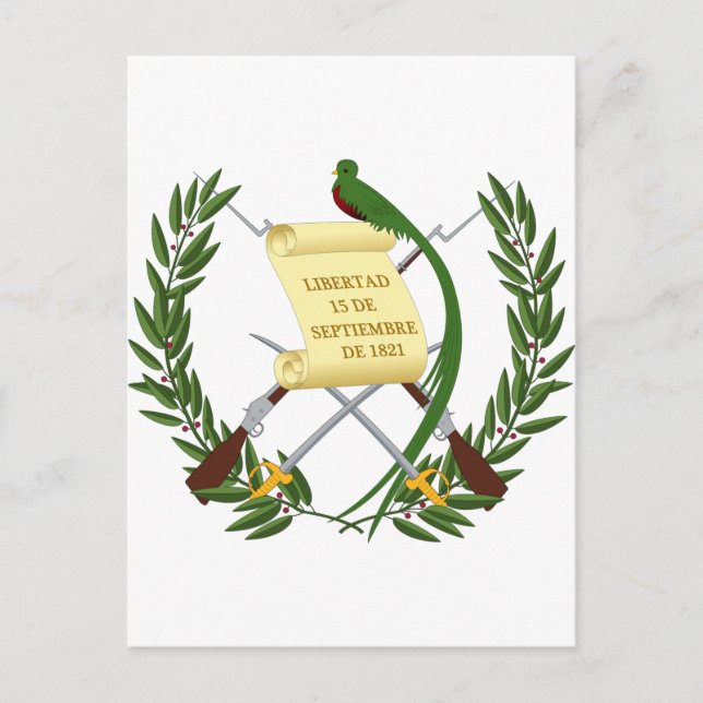 Cartão Postal Casaco de armas da Guatemala (Frente)