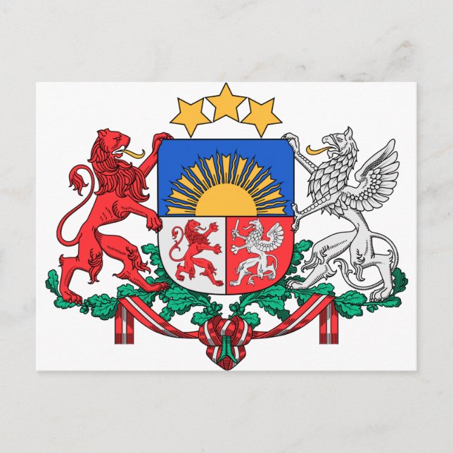 Cartão Postal Casaco de armas da Letónia (Frente)