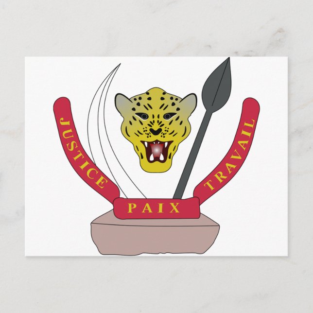 Cartão Postal Casaco de armas da República Democrática do Congo (Frente)