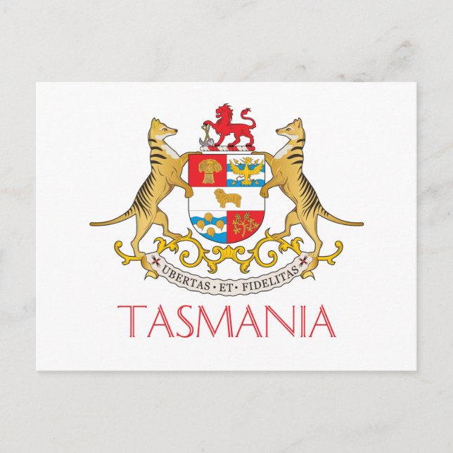 Cartão Postal Casaco de armas da Tasmânia (Frente)