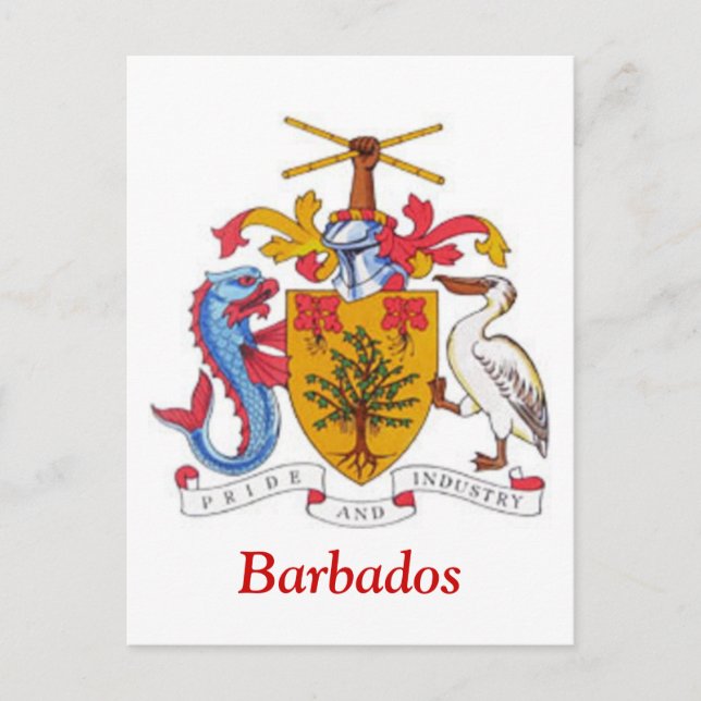 Cartão Postal Casaco de armas de Barbados (Frente)