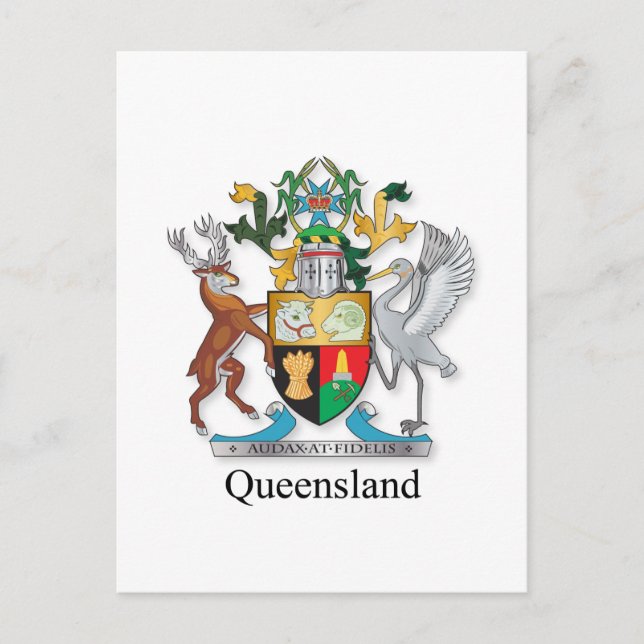Cartão Postal Casaco de armas de Queensland (Frente)