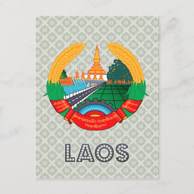 Cartão Postal Casaco de armas do Laos (Frente)