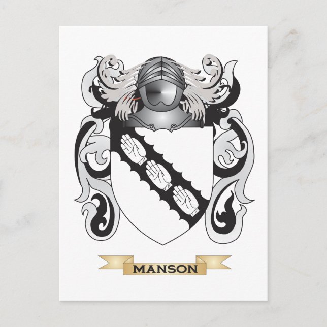 Cartão Postal Casaco de Armas Manson (Crest Familiar) (Frente)