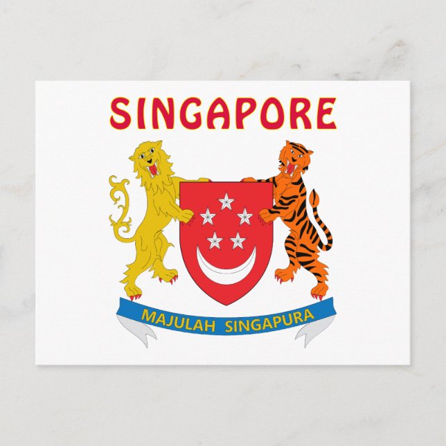 Cartão Postal Casaco De Armas SINGAPURA (Frente)