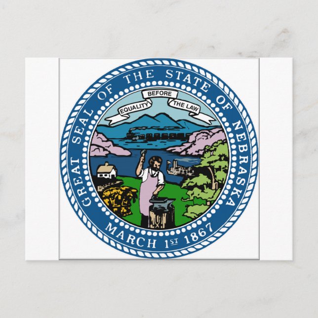 Cartão Postal Casaco de Arms do Nebraska (Frente)