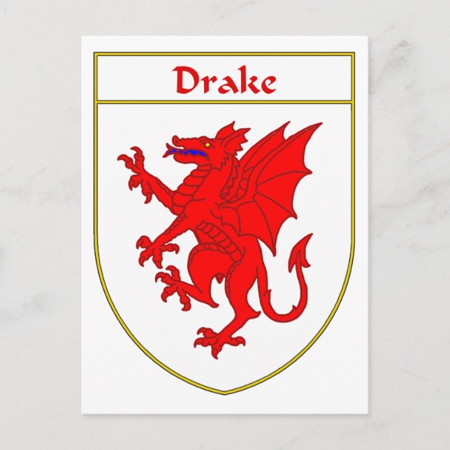 Cartão Postal Casaco de Drake de Armas/Proteção Familiar (Frente)