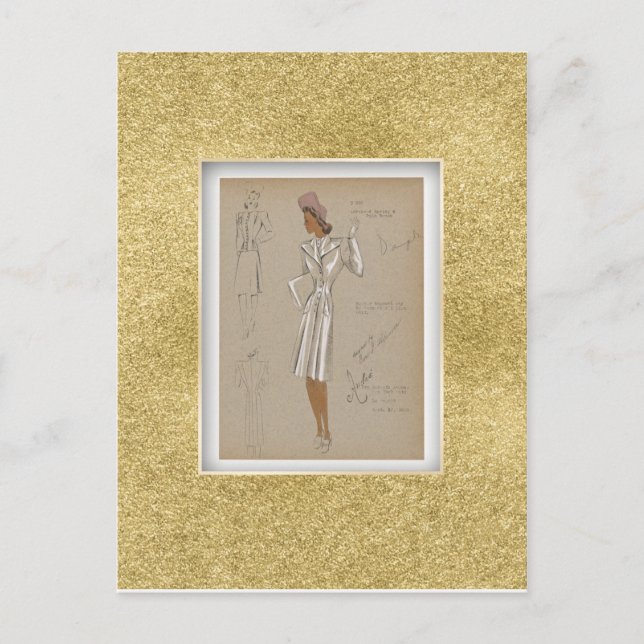 Cartão Postal Casaco superior vestido sobre 2 peças. anos 40 (Frente)