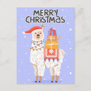 Cartão Postal Casado Christmas Llama