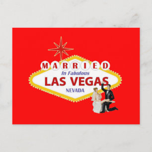 Cartão Postal CASADO Em Fabulosa Las Vegas com Noiva e Groom P