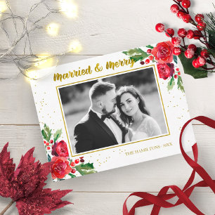 Cartão Postal Casados E Alegres Flores de Inverno Foto de Natal