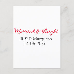 Cartão Postal Casados e brilhantes adicionar nome do casal adici