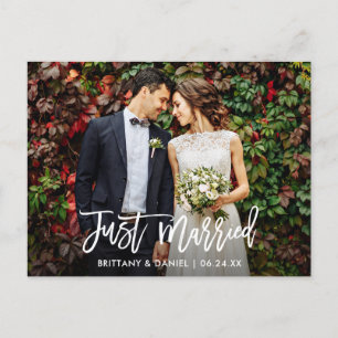 Cartão Postal Casados Modernos Foto com Letra de Pincel