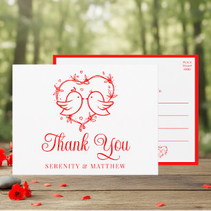 Cartão Postal Casais Adoráveis Boho Coração Vermelho Casamento A
