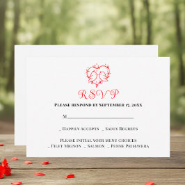 Cartão Postal Casais Caprichosos Boho Coração Vermelho RSVP Casa