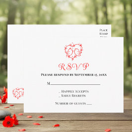 Cartão Postal Casais Caprichosos Boho Coração Vermelho RSVP Casa