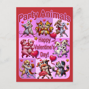 Cartão Postal Casais de dança de dia de os namorados "Animais de