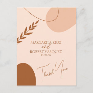 Cartão Postal Casais de Noiva Boêmio Marrom Agradecimento