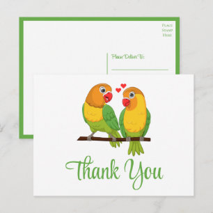 Cartão Postal Casais de Pássaros Adoráveis Casamento Obrigado