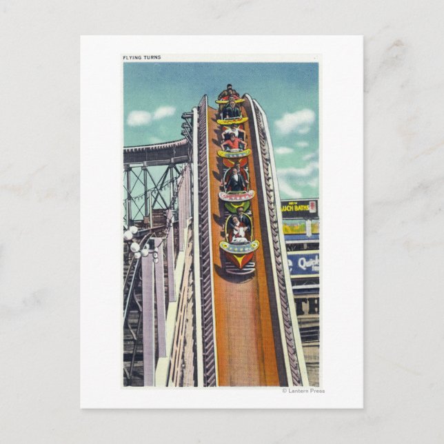 Cartão Postal Casais descendo a pista de rotação voadora (Frente)