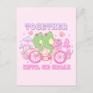 Cartão Postal Casais Fofos de Rã - Juntos Até Coaxarmos