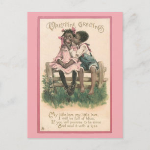 Cartão Postal Casal americano adorável Namorados Vintage