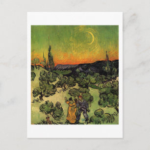 Cartão Postal Casal Andando Crescente Lua, Van Gogh Belas Artes