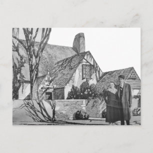 Cartão Postal Casal Antigo Casa Nova Colagem Preto e Branco