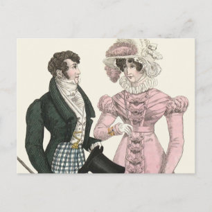 Cartão Postal Casal Antigo Casamento 1823 Homem Mulher Moda