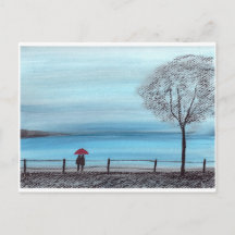 Casal apaixonado com guarda-chuva vermelho