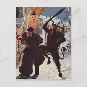 Cartão Postal Casal Beijando Krampus Punir Sequestro
