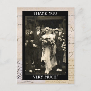 Cartão Postal Casal casamento vintage Obrigado