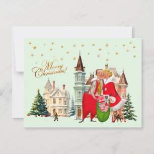 Cartão Postal casal de 1950 Feliz Natal