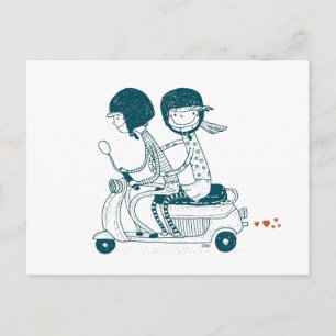 Cartão Postal Casal de amor no desenho