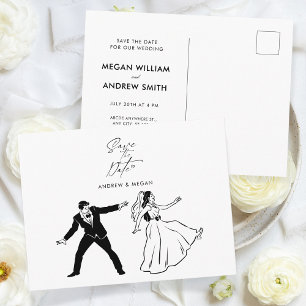 Cartão Postal Casal de casamento bonitinho e minimalista