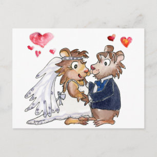 Cartão Postal Casal de Casamento de Cartoon