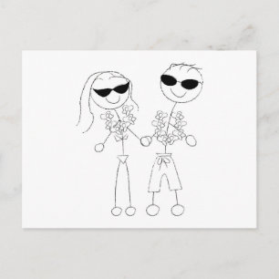 Cartão Postal Casal de Casamento de Praia