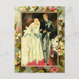 Cartão Postal Casal de casamento floral da Vintage