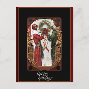 Cartão Postal Casal de Deco da Vintage de Natal