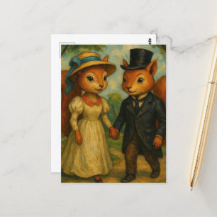 Cartão Postal Casal de Esquilo Adorável