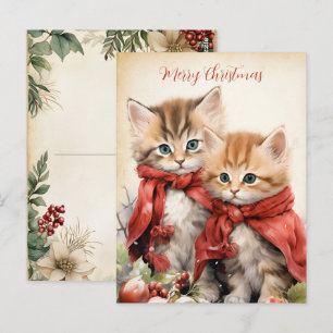 Cartão Postal Casal de Gatinhos Natalinos Lindos