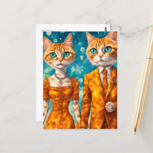 Cartão Postal Casal de gato adorável