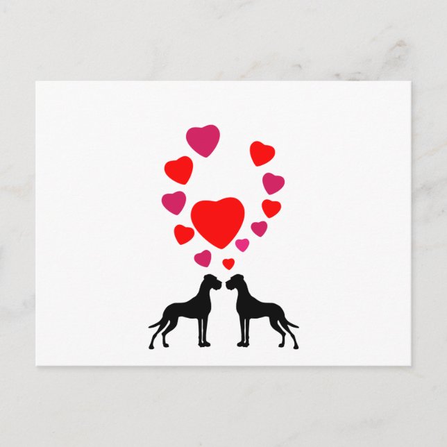 Cartão Postal Casal de Great Dane Amor (Frente)