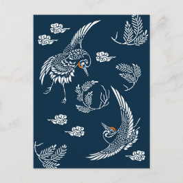 Cartão Postal Casal de guindaste japonês