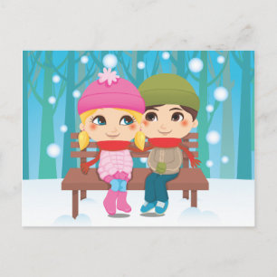 Cartão Postal Casal de inverno