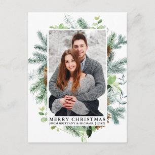 Cartão Postal Casal de Moldura de Pinho de Aquarela Elegante Nat